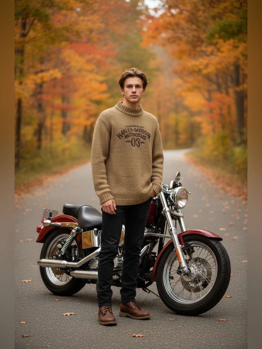 Vintage Legendary Harley Davidson Motorcycle 03 Sweater light brownish